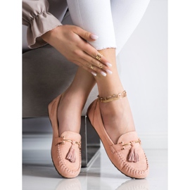 Queentina Mocasines de gamuza de moda beige rosado 2