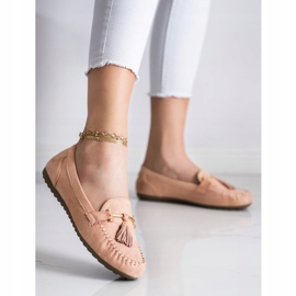 Queentina Mocasines de gamuza de moda beige rosado 3