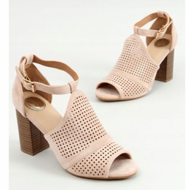 Sandalias de tacón con puntera abierta beige CZ-10220 Beige 1