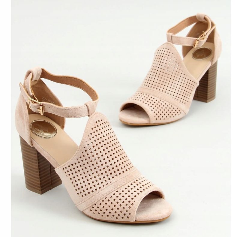Sandalias de tacón con puntera abierta beige CZ-10220 Beige 1