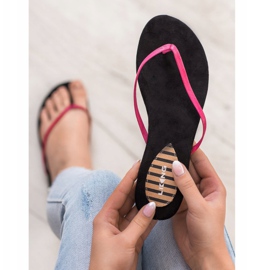 SHELOVET Chanclas clásicas negro rosado 6