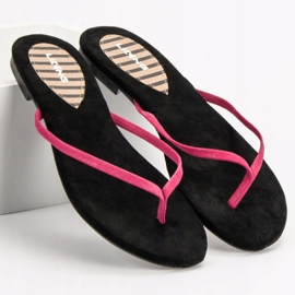 SHELOVET Chanclas clásicas negro rosa 1