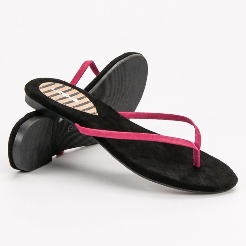 SHELOVET Chanclas clásicas negro rosa 2