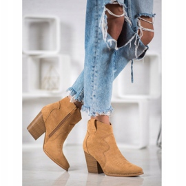 Botas cowboy camel con tacón alto beige 5