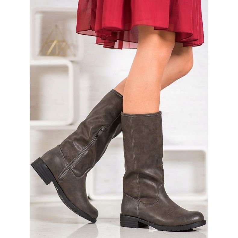 SDS Botas cómodas con cuero ecológico marrón 1 SDS Botas cómodas con cuero ecológico marrón 1