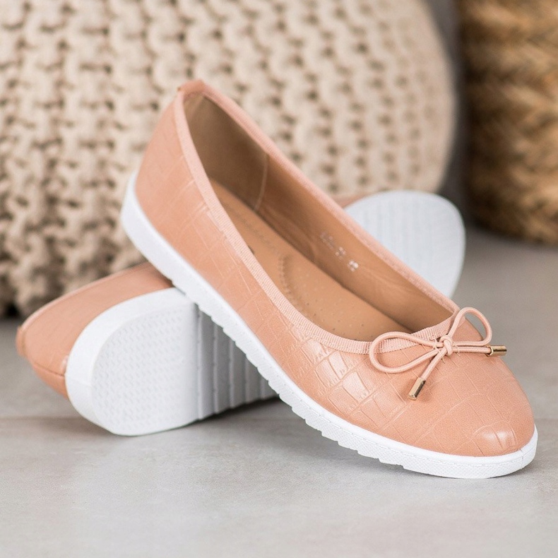 SHELOVET Bailarinas de cuero ecológico marrón 1