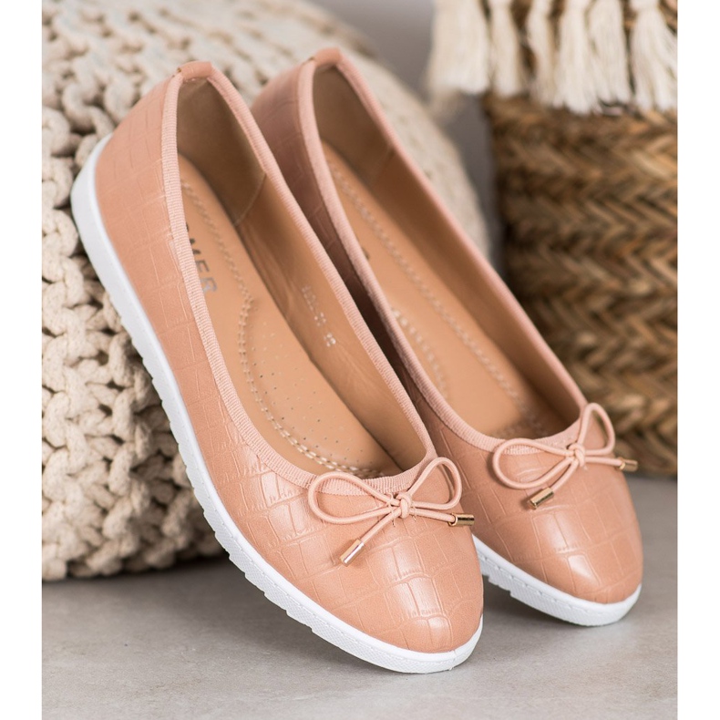 SHELOVET Bailarinas de cuero ecológico marrón 2