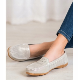 Mocasines de piel con purpurina VINCEZA beige dorado 2