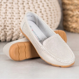 Mocasines de piel con purpurina VINCEZA beige dorado 3