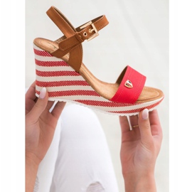 Goodin Sandalias de cuña de moda marrón rojo multicolor 3