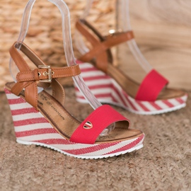 Goodin Sandalias de cuña de moda marrón rojo multicolor 1 Goodin Sandalias de cuña de moda marrón rojo multicolor 1