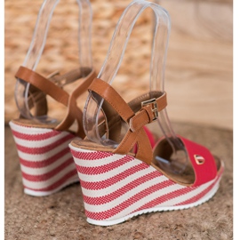 Goodin Sandalias de cuña de moda marrón rojo multicolor 2