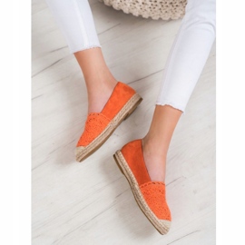 Small Swan Alpargatas de ante con puntilla naranja 2