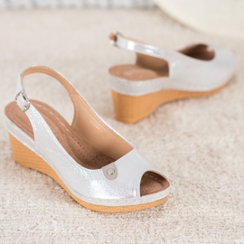 Sandalias Cuña Brillante VINCEZA gris 2