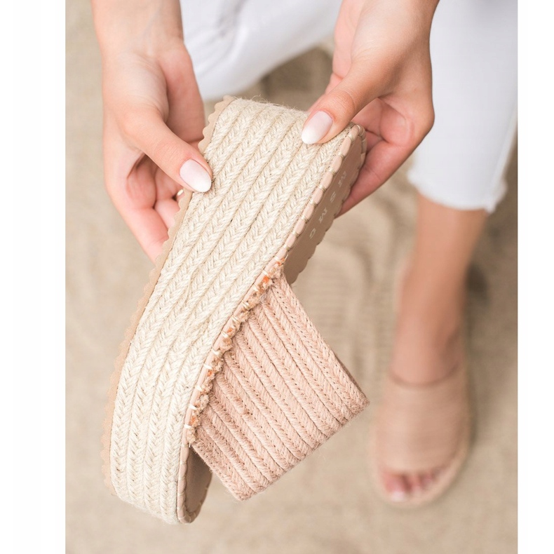 SHELOVET Sandalias de cuña trenzadas rosado 2