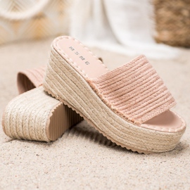 SHELOVET Sandalias de cuña trenzadas rosado 4