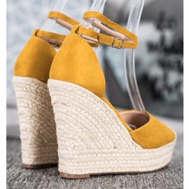 SHELOVET Alpargatas altas en la cuña amarillo 2