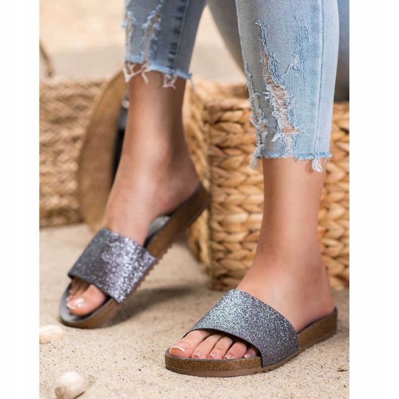 Filippo Pantuflas de grafito con purpurina gris 1