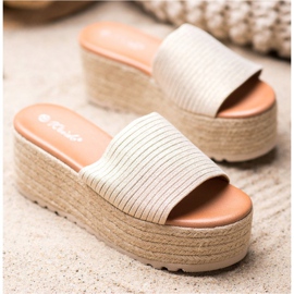 Weide Zapatillas en una plataforma de paja dorado 1 Weide Zapatillas en una plataforma de paja dorado 1