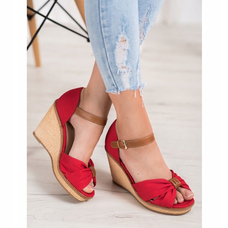 SHELOVET Sandalias de tacón rojo 1