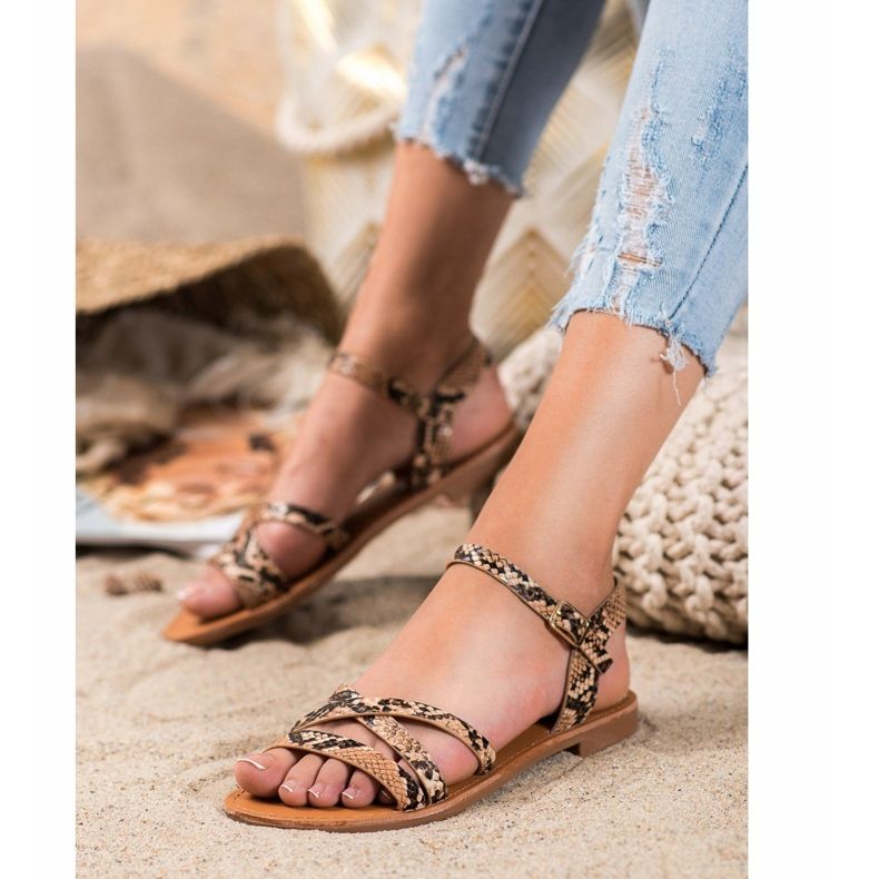 SHELOVET Sandalias de tacón plano multicolor 1 SHELOVET Sandalias de tacón plano multicolor 1