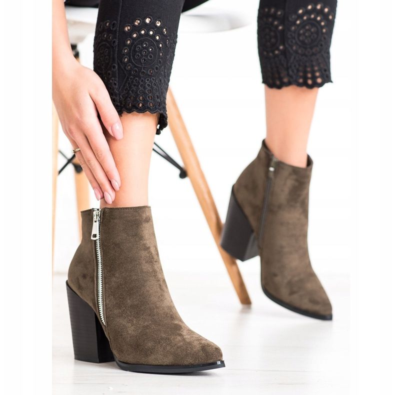 Marquiz Botas cálidas con cremallera decorativa. marrón verde 2