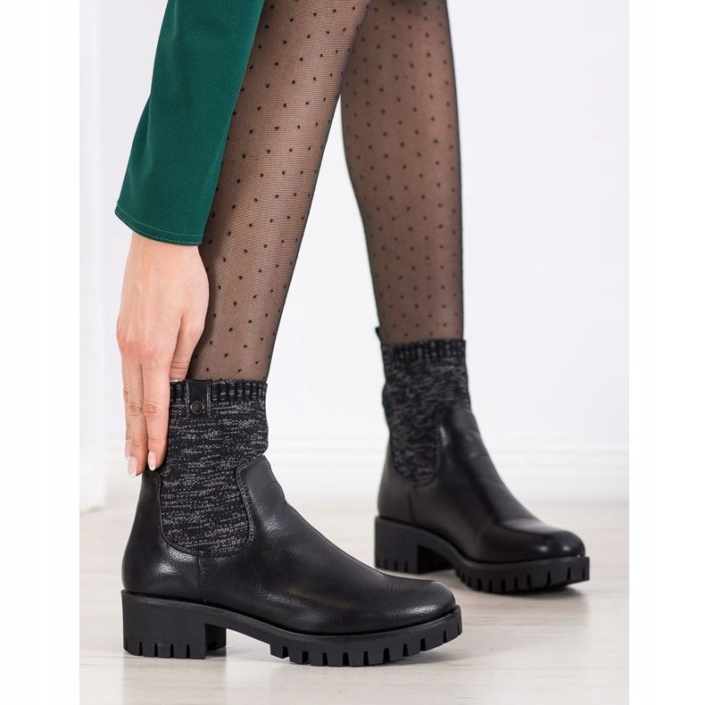 M.Daszyński Botas sin cordones en la plataforma negro 1