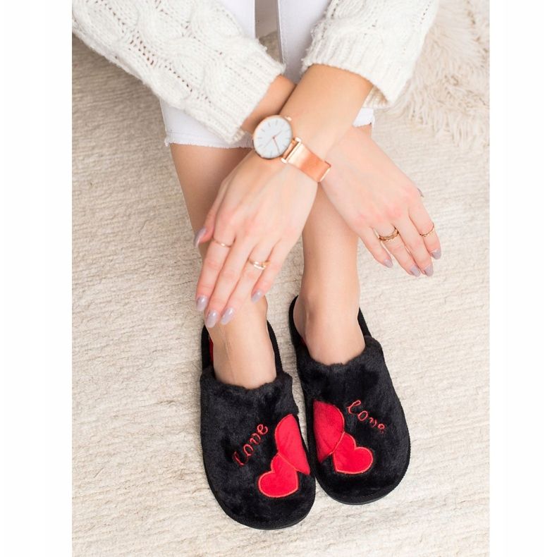 Bona Zapatillas Warm Love negro rojo 1