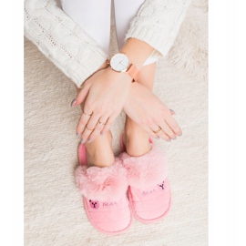 Bona Pantuflas Con Piel De Oso rosa 1