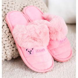Bona Pantuflas Con Piel De Oso rosado 3