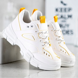 SHELOVET Zapatillas blancas de moda blanco amarillo 2
