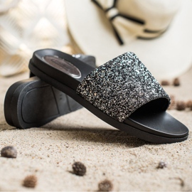 Filippo Pantuflas Con Brillo negro plata 3