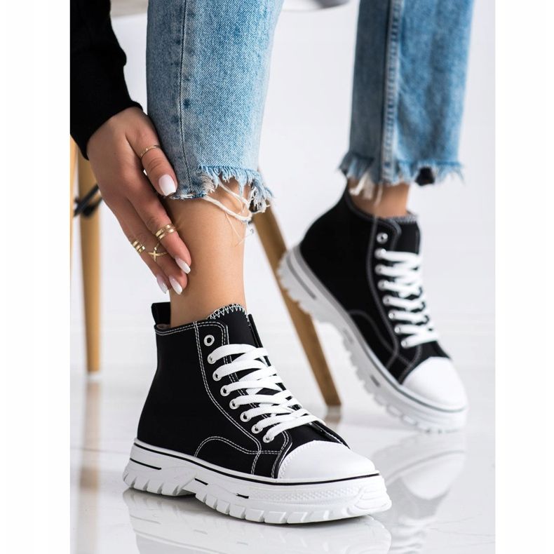 SHELOVET Zapatillas altas negras negro 2