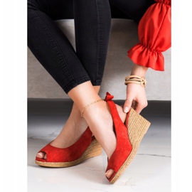 Sandalias sin cordones en la cuña VINCEZA rojo 1