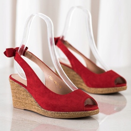 Sandalias sin cordones en la cuña VINCEZA rojo 3