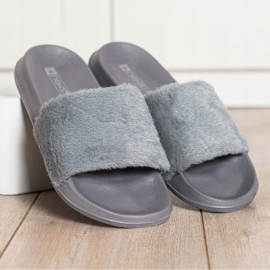 SHELOVET Pantuflas Ligeras Con Piel gris 2