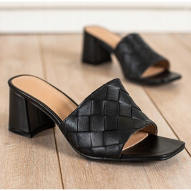 SHELOVET Pantuflas de mujer acolchadas negras negro 2