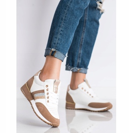 SHELOVET Zapatillas con aplicación de ante blanco marrón 2