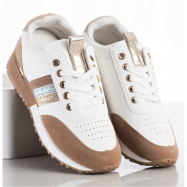 SHELOVET Zapatillas con aplicación de ante blanco marrón 3