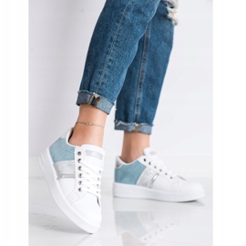 SHELOVET Calzado deportivo con aplicación de ante blanco azul 1 SHELOVET Calzado deportivo con aplicación de ante blanco azul 1