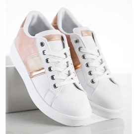 SHELOVET Calzado deportivo con aplicación de ante blanco rosado 2 SHELOVET Calzado deportivo con aplicación de ante blanco rosado 2