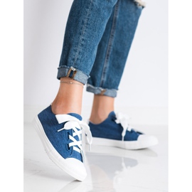 SHELOVET Zapatillas de deporte atadas con estilo azul 1
