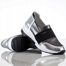 Goodin Zapatillas de cuero plateadas plata gris 3