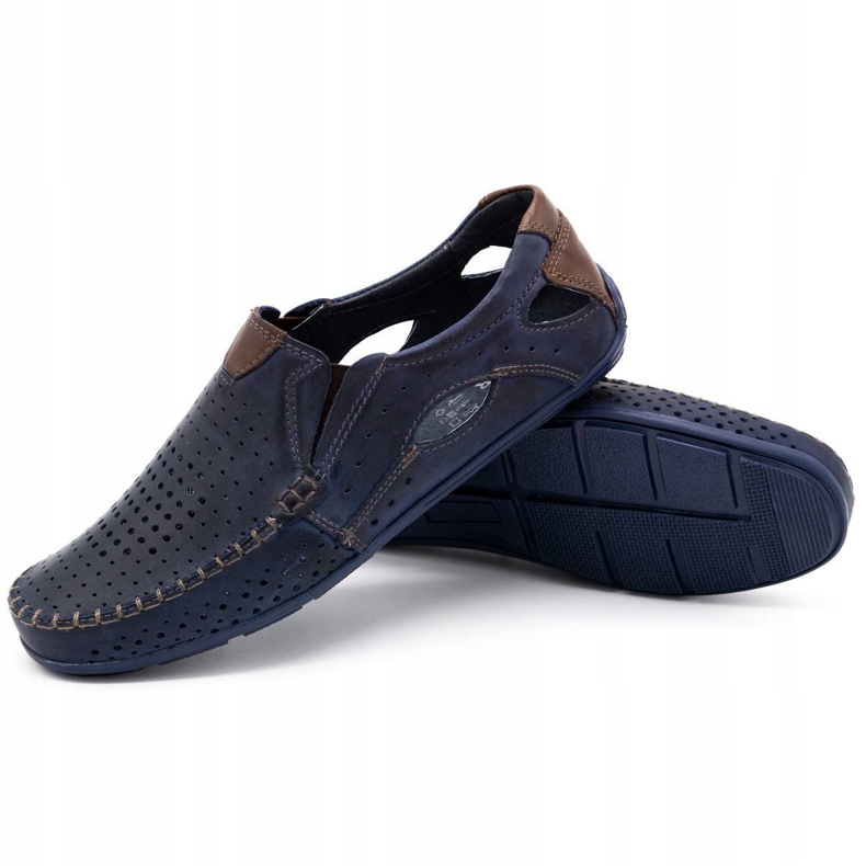 Mario Pala Zapatos hombre mocasines 901 verano azul marino grano marrón 2