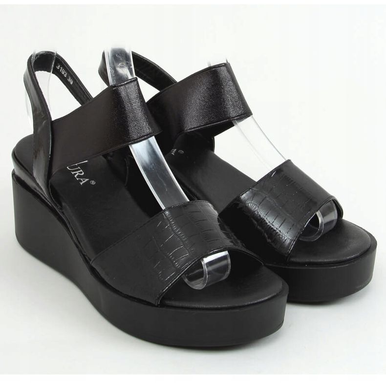Sandalias negras con cuña 3193 Negro 2