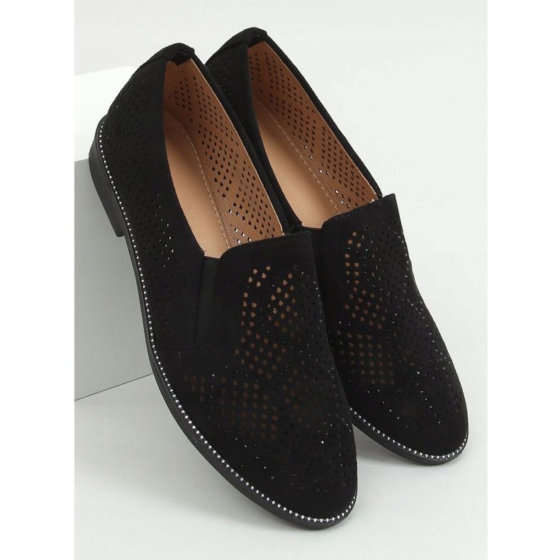 Mocasines negros calados YT-62 Black 1