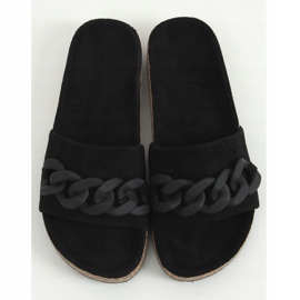 Pantuflas de corcho negro con cadena DZ907 Negro 1 Pantuflas de corcho negro con cadena DZ907 Negro 1