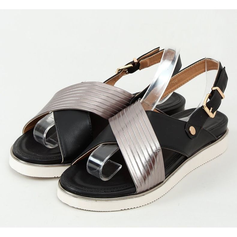 Sandalias de mujer negras MJF745-9 Black negro plata 1