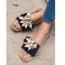 Seastar Chanclas de moda con conchas negro 2