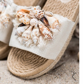 Seastar Chanclas de moda con conchas beige 3